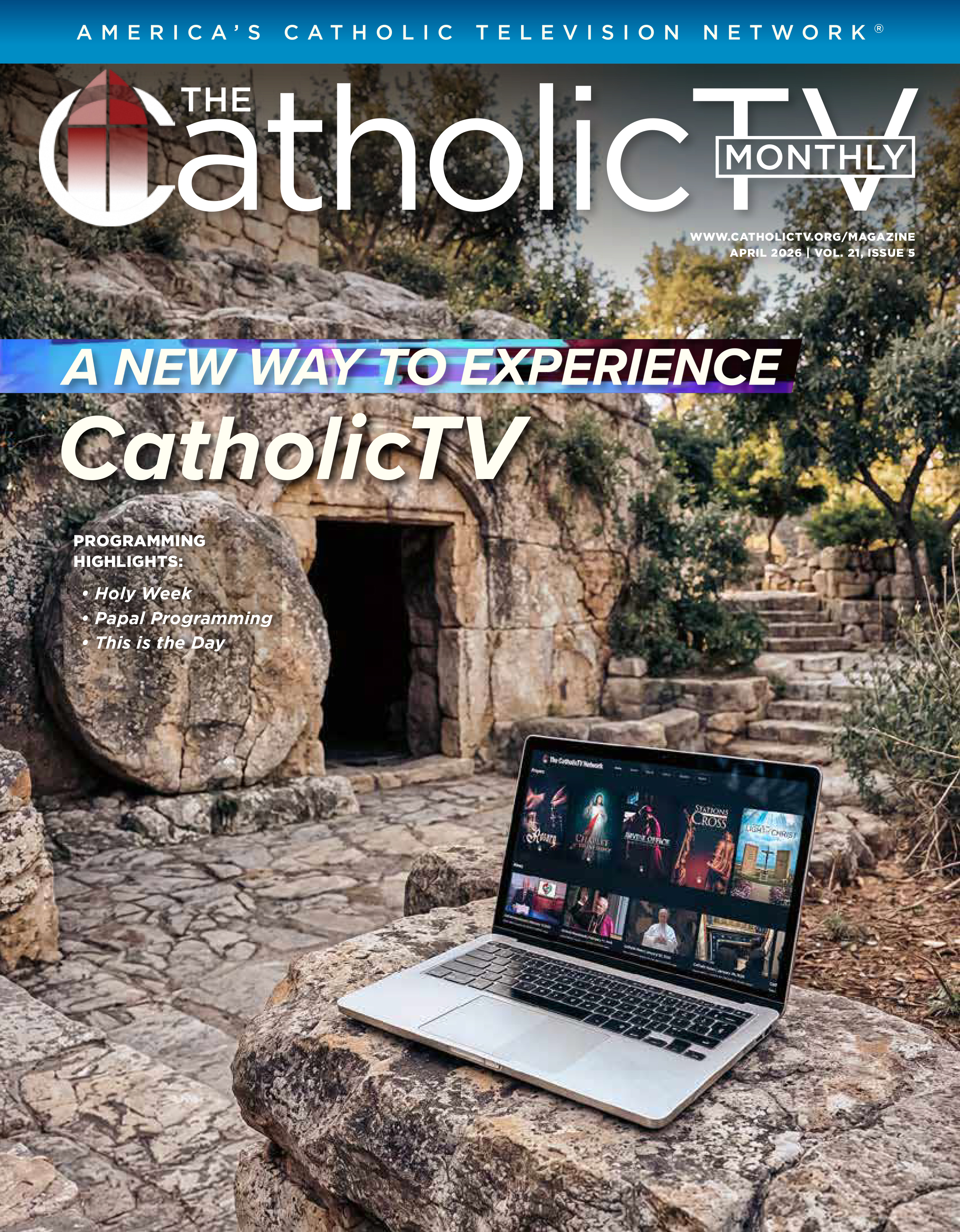 Cover of the CatholicTV monthly for April 2026